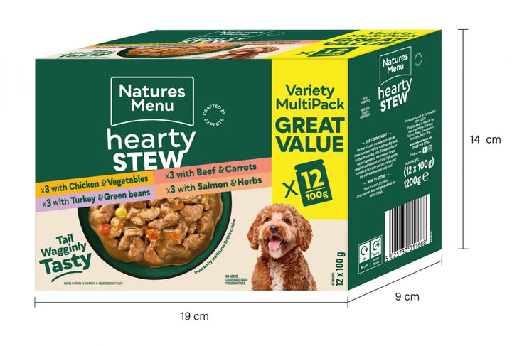 Natures Menu Dog Pouches Hearty Stews Multipack For Adult Dogs 12 x 100g
