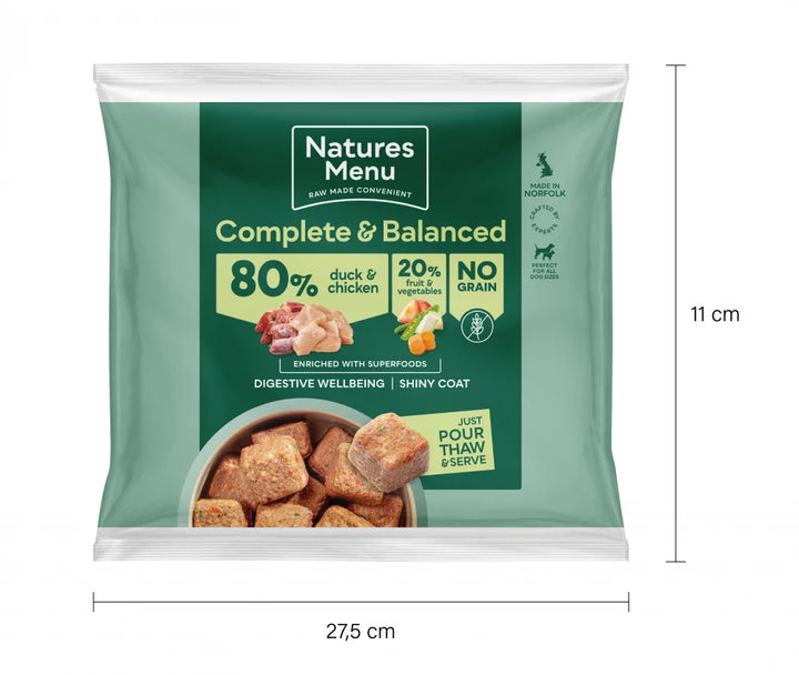 Natures Menu 80/20 Complete and Balanced Duck and Chicken Raw Nuggets 1kg