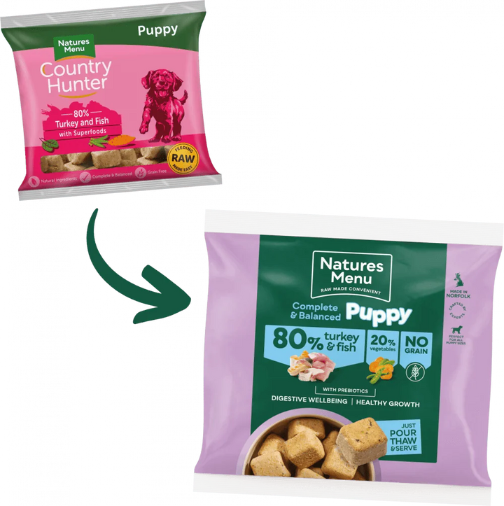 Natures Menu 80/20 Puppy Turkey and Fish Nuggets with Vegetables 1kg - Ormskirk Pets