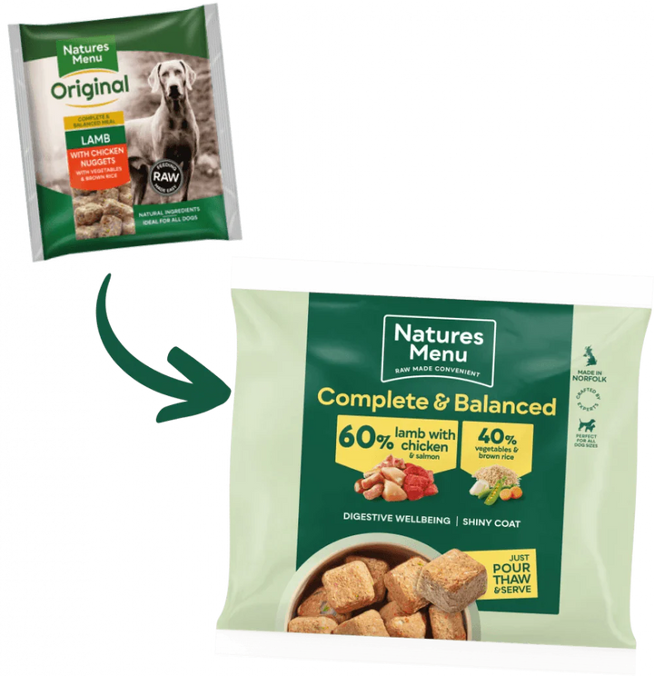 Natures Menu 60/40 Lamb with Chicken, Salmon, Vegetables and Brown Rice 1KG For Adult Dogs - Ormskirk Pets