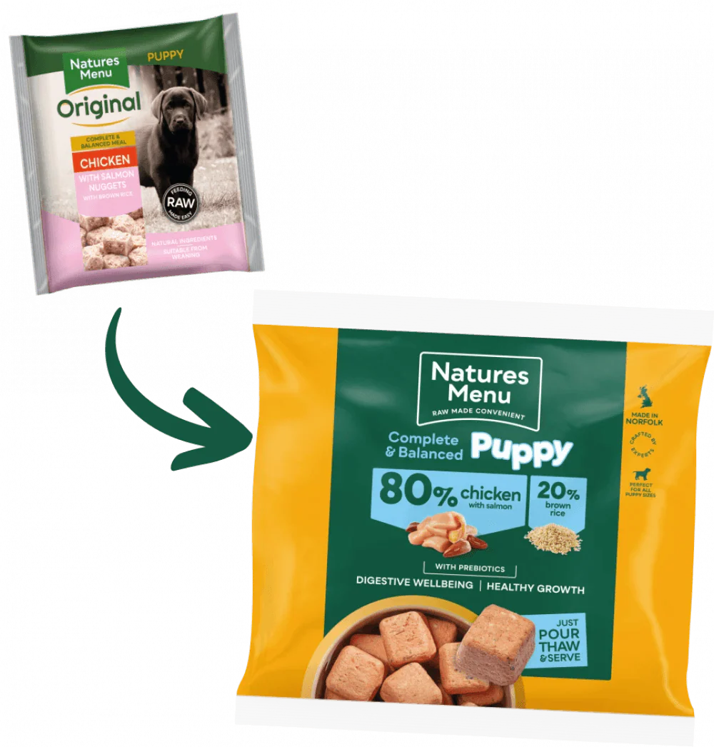 Natures Menu 80/20 Puppy Chicken Nuggets with Salmon and Brown Rice 1kg - Ormskirk Pets