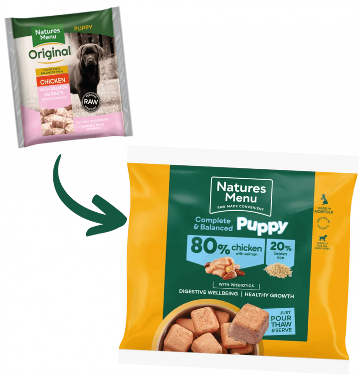 Natures Menu 80/20 Puppy Chicken Nuggets with Salmon and Brown Rice 1kg - Ormskirk Pets