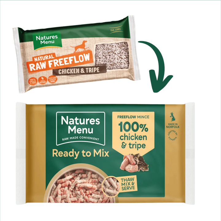 Natures Menu 100% Chicken and Tripe Freeflow Mince for Adult Dogs 2kg - Ormskirk Pets