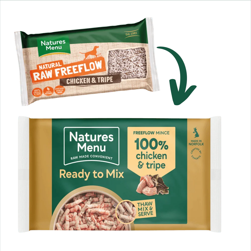 Natures Menu 100% Chicken and Tripe Freeflow Mince for Adult Dogs 2kg - Ormskirk Pets