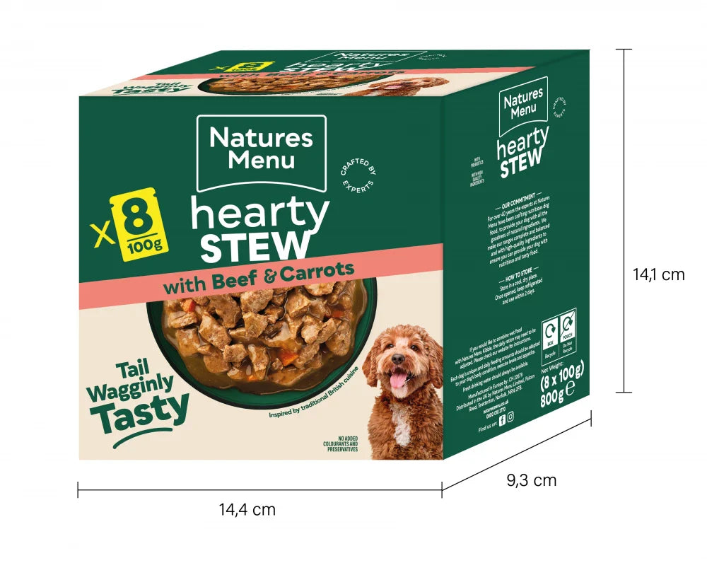 Natures Menu Dog Pouches Hearty Stews Beef For Adult Dogs 8 x 100g