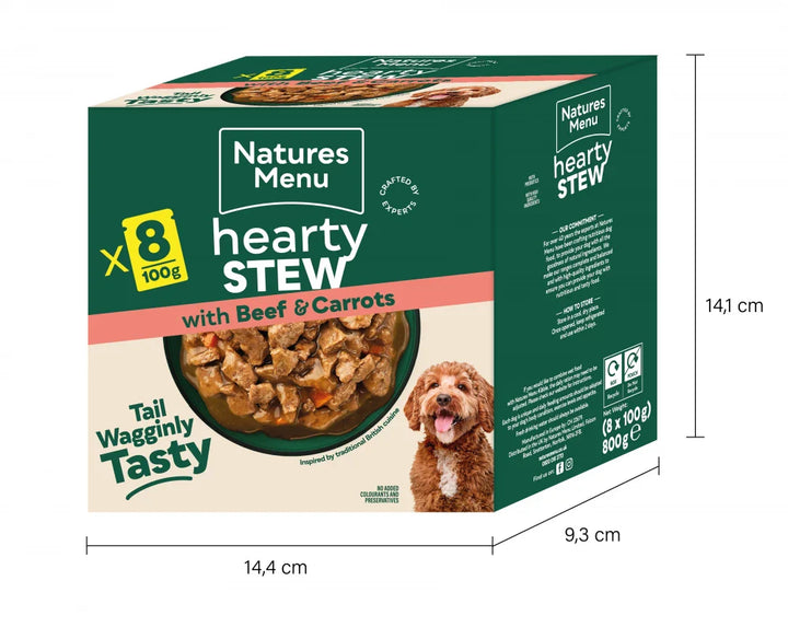 Natures Menu Dog Pouches Hearty Stews Beef For Adult Dogs 8 x 100g