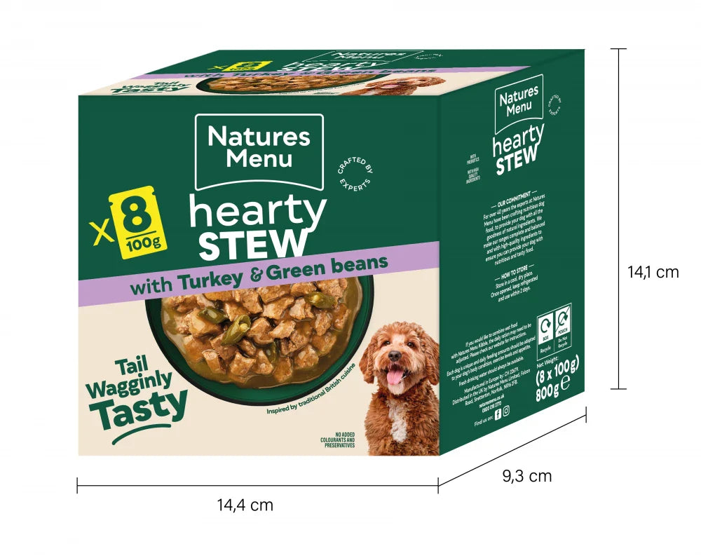 Natures Menu Dog Pouches Hearty Stews Turkey For Adult Dogs 8 x 100g