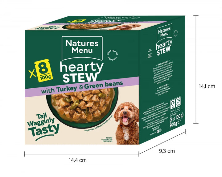 Natures Menu Dog Pouches Hearty Stews Turkey For Adult Dogs 8 x 100g