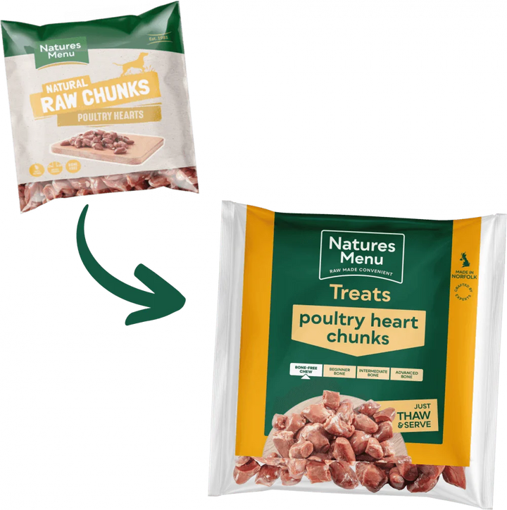 Natures Menu Natural Raw Poultry Hearts Chunks 1KG - Ormskirk Pets
