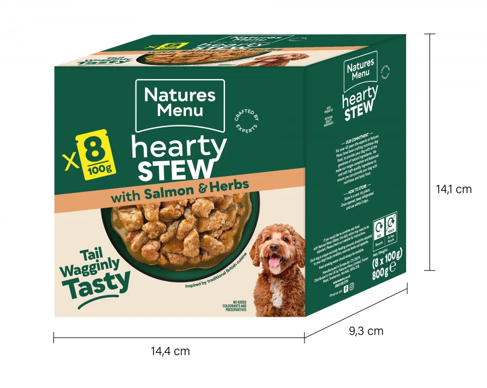 Natures Menu Dog Pouches Hearty Stews Salmon For Adult Dogs 8 x 100g