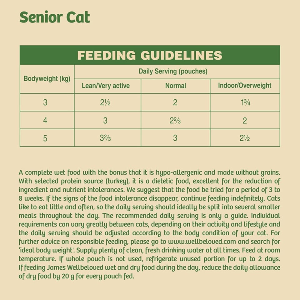 James Wellbeloved Senior Cat Grain Free Turkey In Gravy 12 X 85G