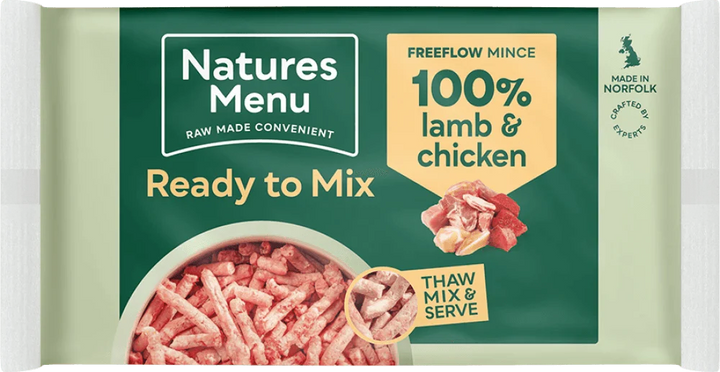 Natures Menu 100% Lamb and Chicken Freeflow Mince for Adult Dogs 2kg - Ormskirk Pets