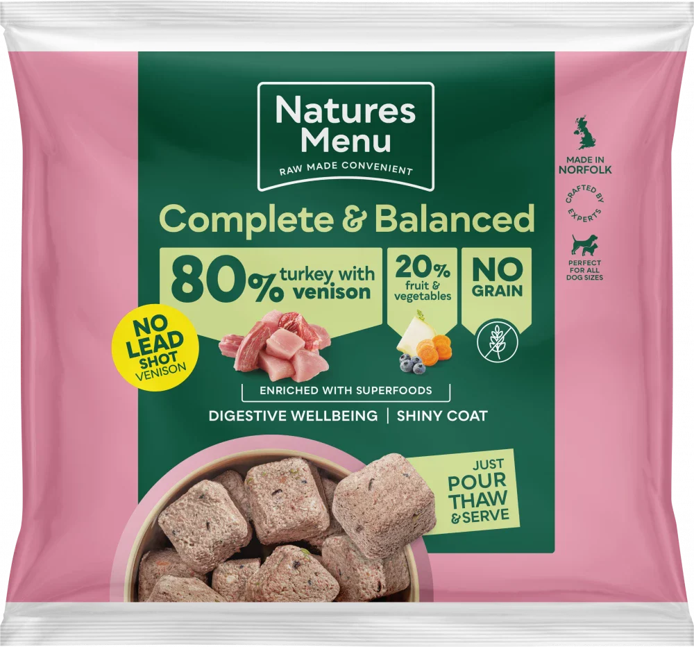 Natures Menu Complete & Balanced Raw Turkey with Venison For Adult Dogs 1kg