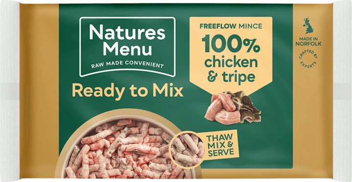 Natures Menu 100% Chicken and Tripe Freeflow Mince for Adult Dogs 2kg - Ormskirk Pets