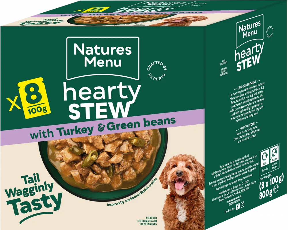 Natures Menu Dog Pouches Hearty Stews Turkey For Adult Dogs 8 x 100g