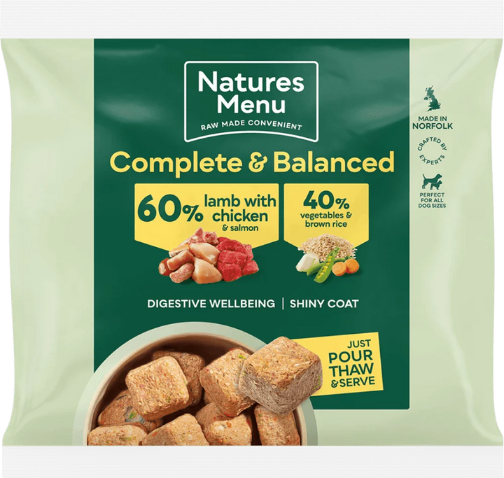 Natures Menu 60/40 Lamb with Chicken, Salmon, Vegetables and Brown Rice 1KG For Adult Dogs - Ormskirk Pets