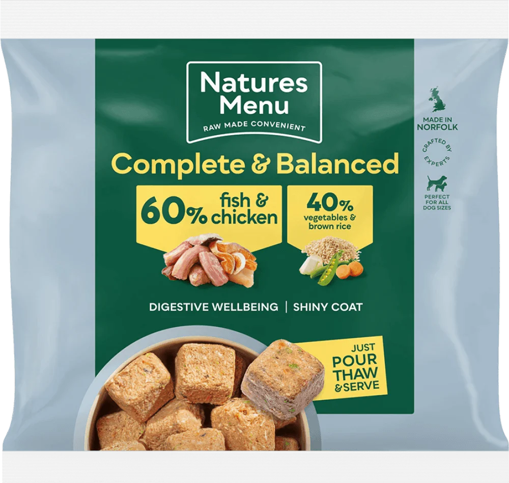 Natures Menu 60/40 Fish and Chicken, Vegetables and Brown Rice 1KG For Adult Dogs - Ormskirk Pets