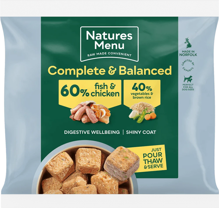 Natures Menu 60/40 Fish and Chicken, Vegetables and Brown Rice 1KG For Adult Dogs - Ormskirk Pets