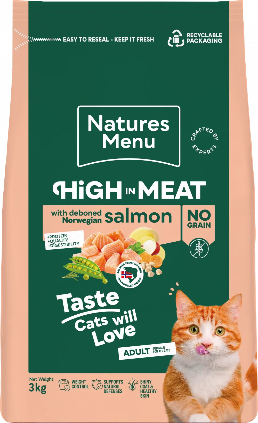 Natures Menu High In Meat Dry Cat Food No Grain With Salmon