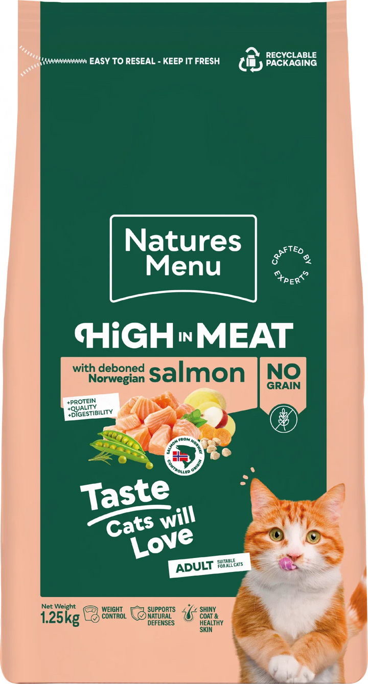 Natures Menu High In Meat Dry Cat Food No Grain With Salmon