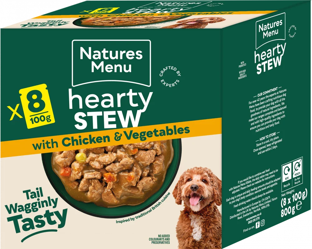 Natures Menu Dog Pouches Hearty Stews Chicken For Adult Dogs 8 x 100g