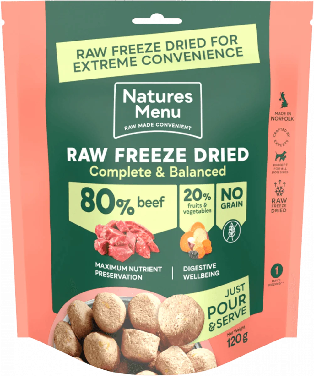 Natures Menu 80/20 Beef Freeze Dried 120g - Ormskirk Pets