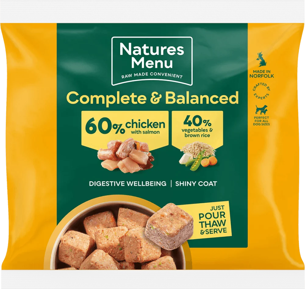 Natures Menu 60/40 Chicken Nuggets with Salmon, Vegetables and Brown Rice 1kg - Ormskirk Pets