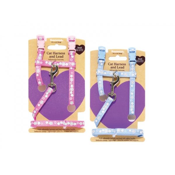 Rosewood Flower Reflective Harness and Lead Set Small