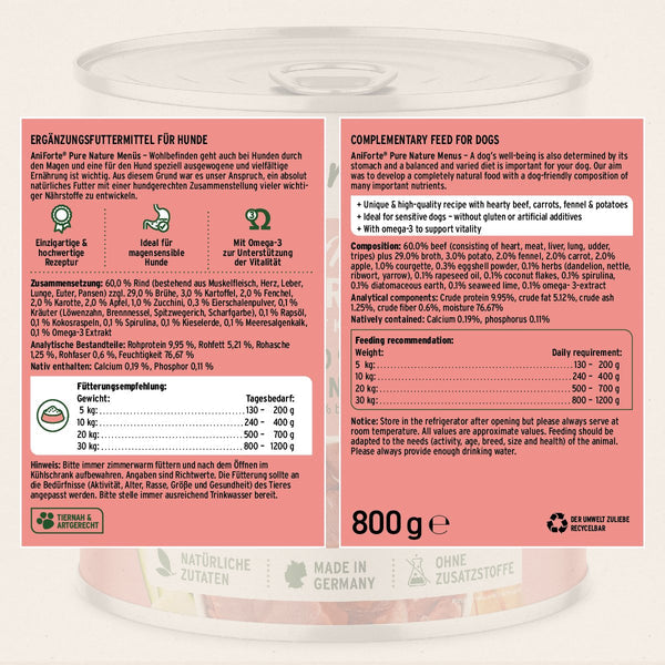 Aniforte PureNature Pure Beef - Wet food for Dogs
