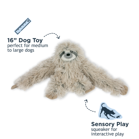 Tall Tails Plush Rope Body Sloth Squeaker Toy