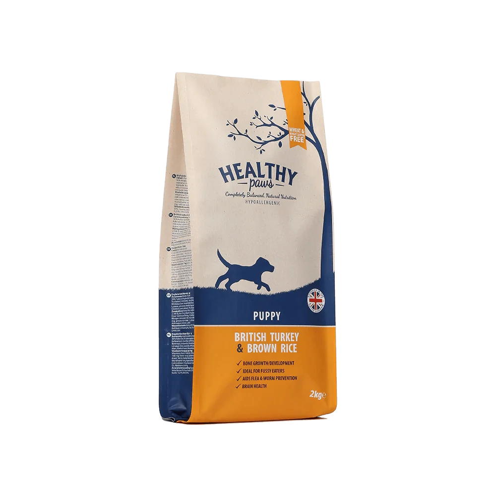 Healthy Paws British Turkey &amp; Brown Rice Puppy 2kg - Ormskirk Pets