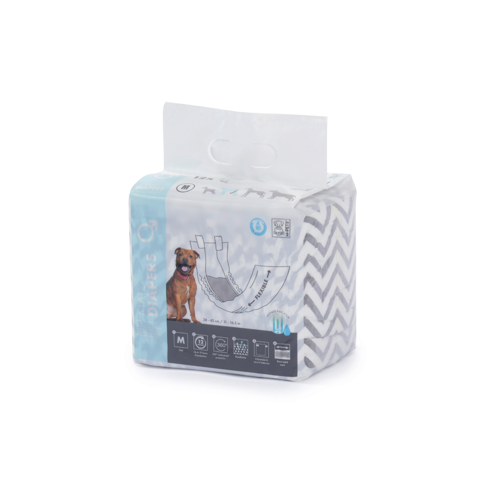 M-PETS Diapers For Male Dogs 12PK