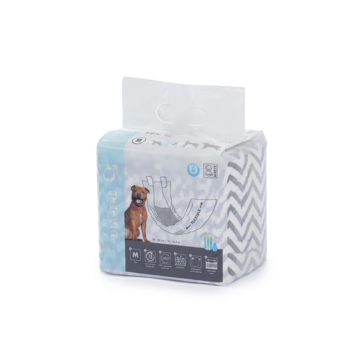 M-PETS Diapers For Male Dogs 12PK