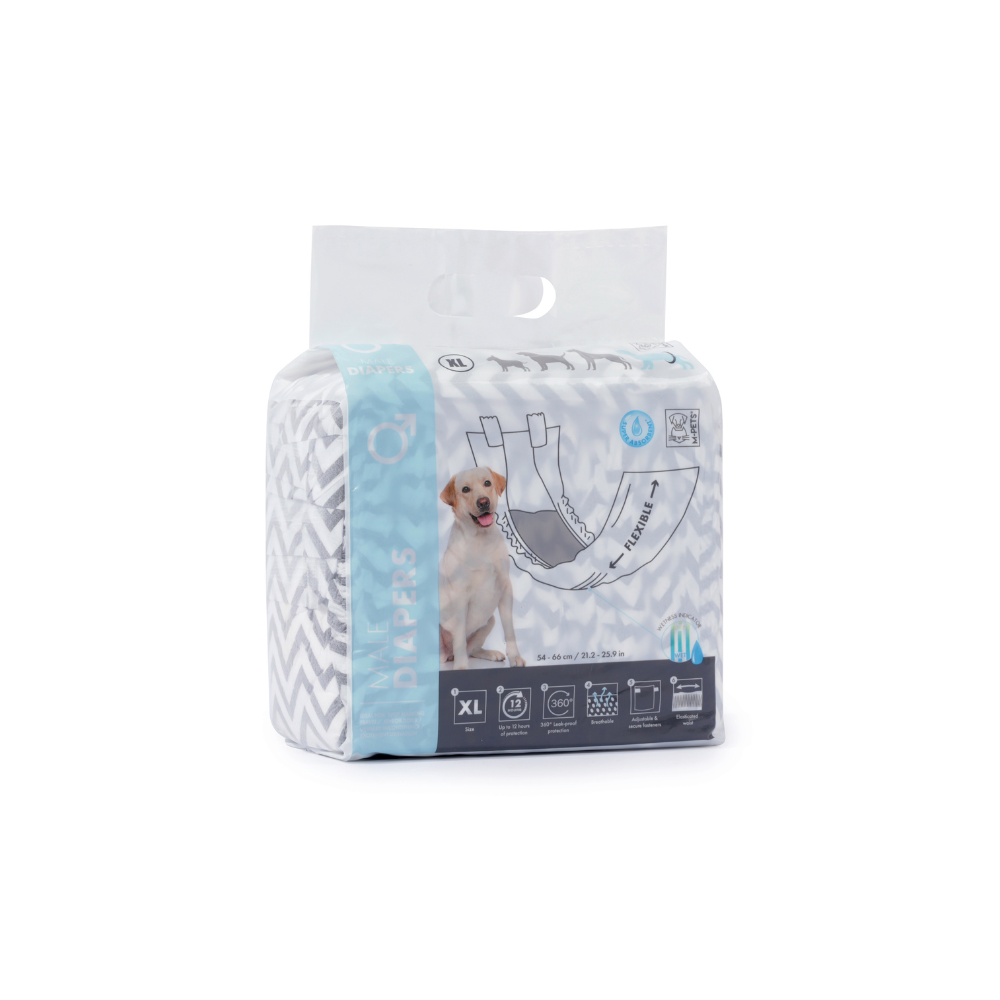 M-PETS Diapers For Male Dogs 12PK