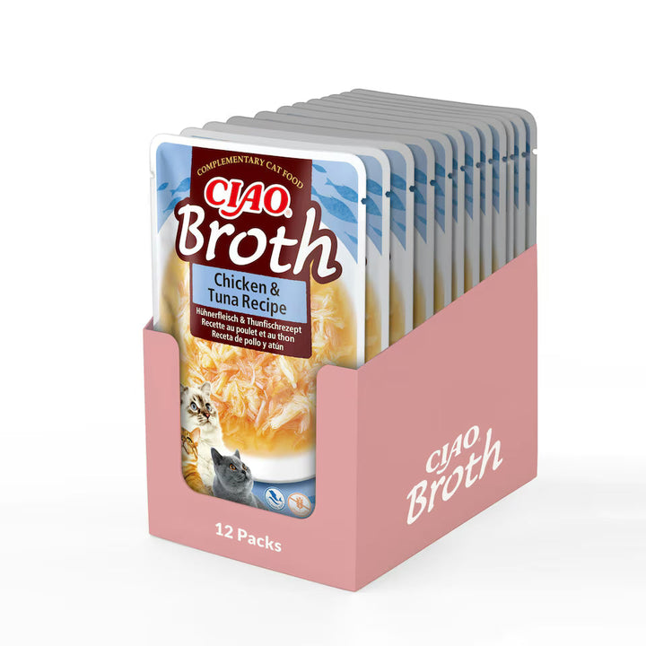 CIAO Broth Chicken & Tuna Recipe Cat Wet Pouches 40gx12