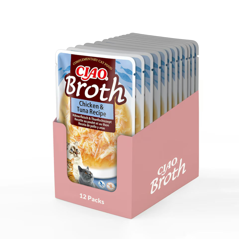 CIAO Broth Chicken &amp; Tuna Recipe Cat Wet Pouches 40gx12