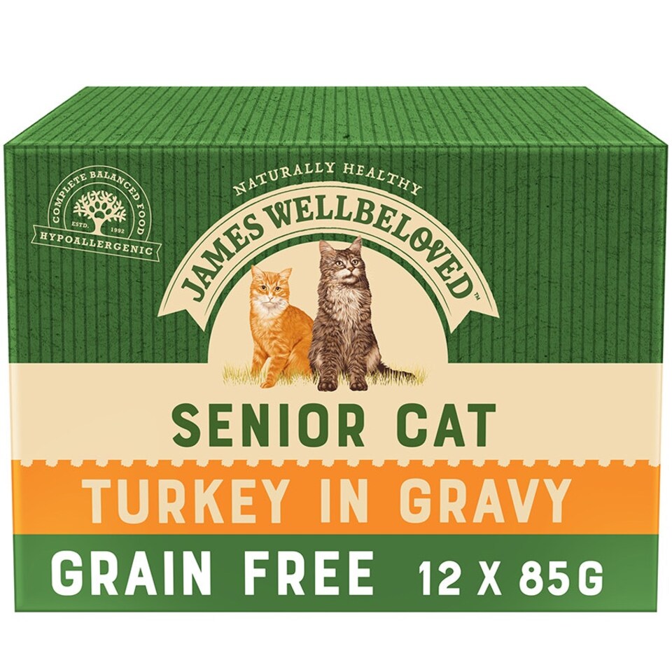 James Wellbeloved Senior Cat Grain Free Turkey In Gravy 12 X 85G